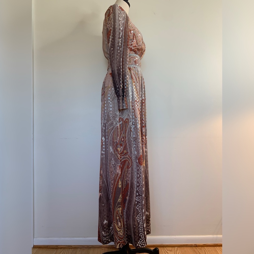 Toni Todd 1960s Ombre Paisley Lamé Maxi Dress - Picture 3 of 12